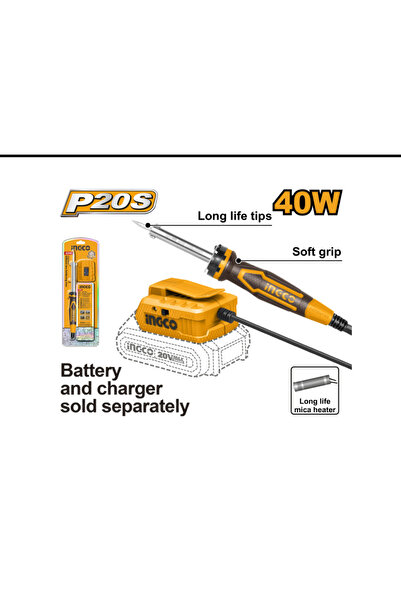 Ingco Cordless soldering iron 20V (without battery and charger)