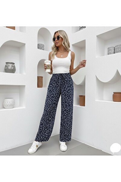 THEBEK Women's Wide-Legged Wrinkled Trousers – Light Fabric, Comfortable Fit,...