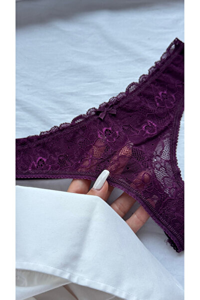 YOYYO Floral Patterned Thong with Lace Detail