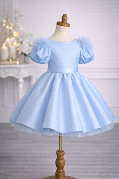 İkrabutikbursa Girl's Balloon Sleeve Satin Dress, Girl's Evening Dress, Gradu...
