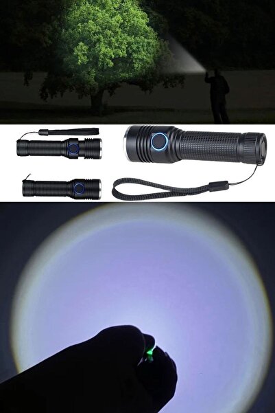 Munico Şarjlı Su Geçirmez Bekçi Polis Asker Taşınabilir Ultra Parlak El Fener...