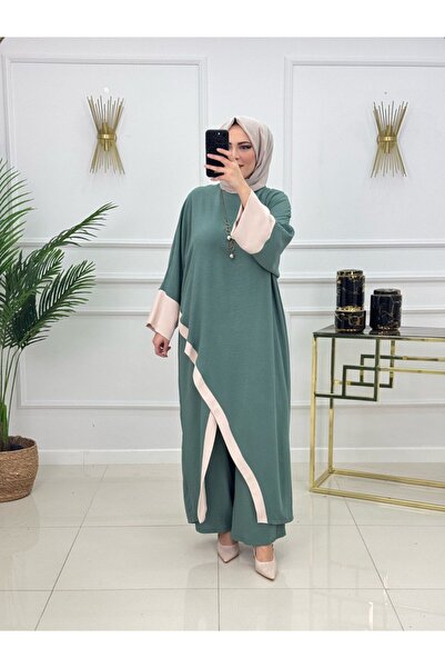 Summer Store طقم فريال من قطعتين للحجاب الإسلامي مع تونيك وبنطلون بقصة متقاطعة