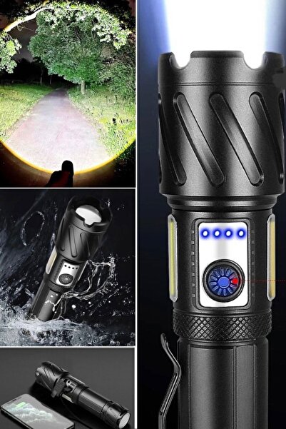 Munico Profesyonel 8000lm Yüksek Güçlü Led El Feneri Su Geçirmez Yürüyüş Kamp...