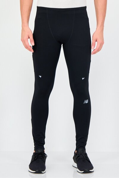 New Balance Men Fitted Fit Brand Logo Training Leggings, Blacck