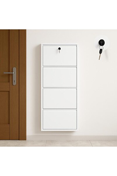 Arinna 4'lü Beyaz Metal Ayakkabılık ( Kilitli )