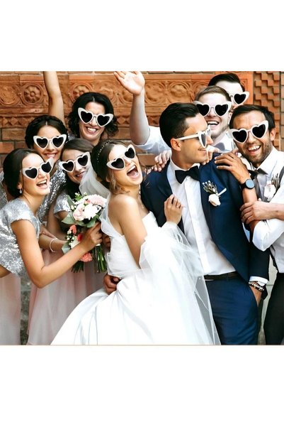 newdaki Hearted Bride Groom Sunglasses Set of 10 Uv400 - Wedding Engagement Henna after Party Bride and Groom