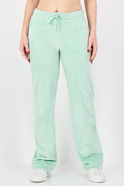 Juicy Couture Women Regular Fit Embellished Logo Velour Track Pants, Mint Green