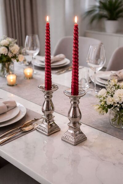 Razmo 2'li Burgulu Şamdan Mumu Yaldızlı