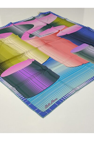 PİRAMİT وشاح حرير تيفيل من سيلك هوم ساكس أزرق بلون الكوبالت كواز 2003-3