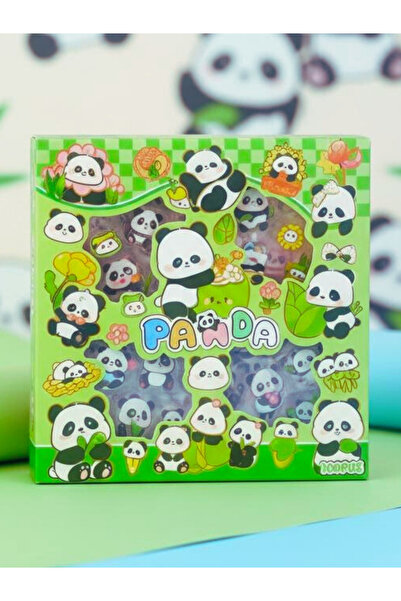 ÖZ OFİS Kawaii Panda 400 Adet Şeffaf Sticker - Su Geçirmez - Ajanda - Scrapbo...