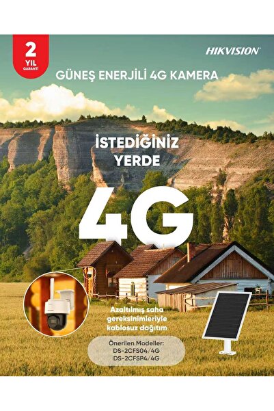 Hikvision DS-2CFSP4/4G 4MP 4G Güneş Enerjili PT Güvenlik Kamerası – SIM Kartlı, IP66, Dahili Batarya, Gece Görüş, Hareket Algılama