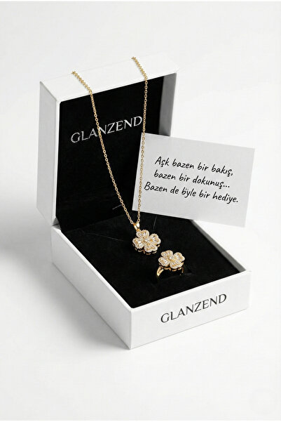 GLANZEND Yonca Tasarım Çelik Dönen Stres Kolye Ve Yüzük Seti 14 Şubat Sevgili...