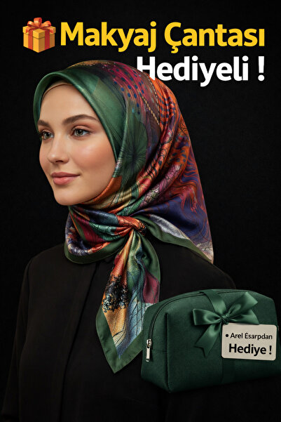 Picasso Silk-Look Emerald Green Crystal Scarf – Twill Stylish Design 90X90