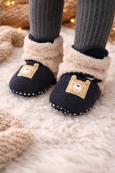 Bebelul Μαύρα και κρεμ βελούδινα μποτάκια για μωρά - Teddy