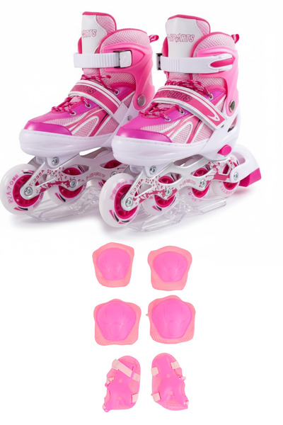 Furkan Toys Işıklı Ayarlanabilir Alıştırma Pateni ve Dizlik Dirseklik Eldiven...