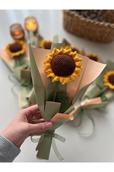 Hobievim3 Single Sunflower Knit Bouquet