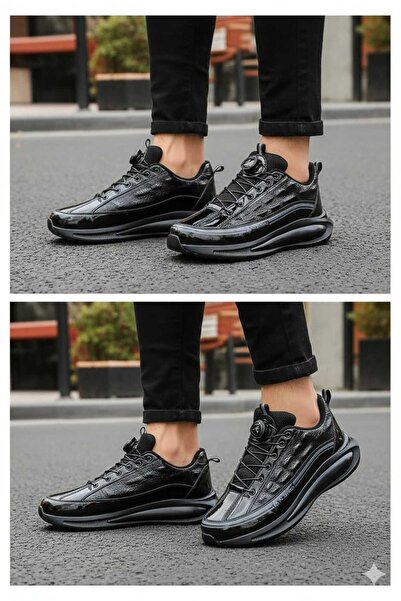 madam gold Pantofi sport pentru bărbați, din piele lăcuită, cu șireturi autom...