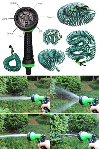 Munico 15 Metre Kaliteli Teleskopik Yay Hortum Boru Sulama Araba Yıkayıcı Ile...