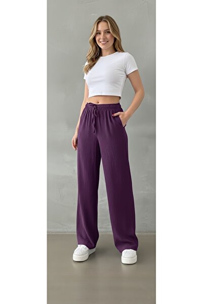 THEBEK Women's Wide-Legged Baggy Plazzo Pants – Lightweight Fabric, Comfortab...