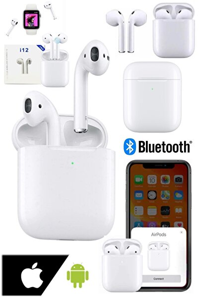 Munico Uyumlu Ios Android 2.Nesil Airbods Şarjlı Beyaz Bluetooth Kulaklık Kab...