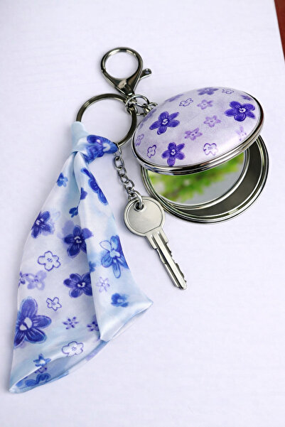 MGEStore Καθρέφτης τσέπης διπλής όψης με μπρελόκ, με σχέδιο φουλάρι, κομψός κ...