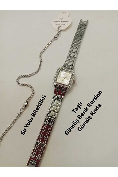 Brality Daimont TAŞLI Tasarım - Vintage Retro Model- GÜMÜŞ Renk Çelik Kordon ...