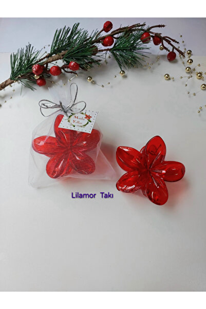 Lilamor 1 Adet Yılbaşı Yeni Yıl Hediyesi Kırmızı Renk Lotus Toka