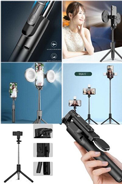 Cep Telefonu Tutucu Ile Selfie Halka Işık Tripod Aparatı Selfie Stick Tripod Led Yüzük Işığı Tiktok