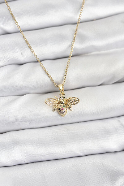 Epilons Bfs 316L Steel Chain Gold Color Fly Model Zircon Stone Women's Necklace