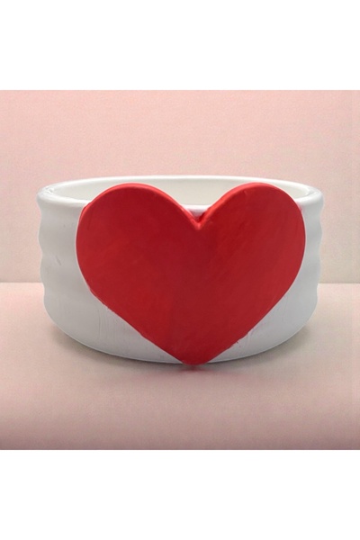 Yummivia Sevgililer Günü Özel Aşk Temalı Kalpli El Yapımı Mumluk/Kase/Çok amaçlı