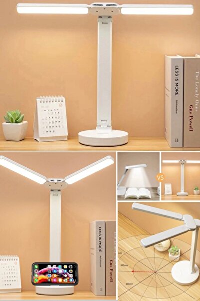 Munico Led Çift Başlı Masa Lambası USB Şarj Edilebilir Masa Lambası Ayarlanab...