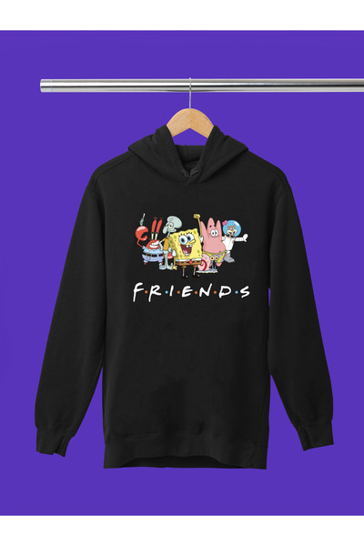 MAGORS سويت شيرت للأطفال بغطاء للرأس مطبوع عليه سبونج بوب، مصنوع من 3 خيوط، ذ...