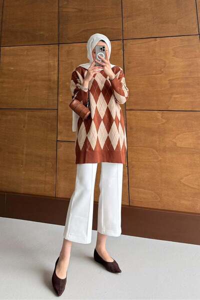Rimel Moda Shimmer Sweater Brown
