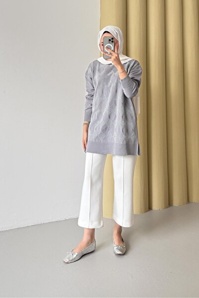 Rimel Moda Silvery Mercerized Tunic Gray