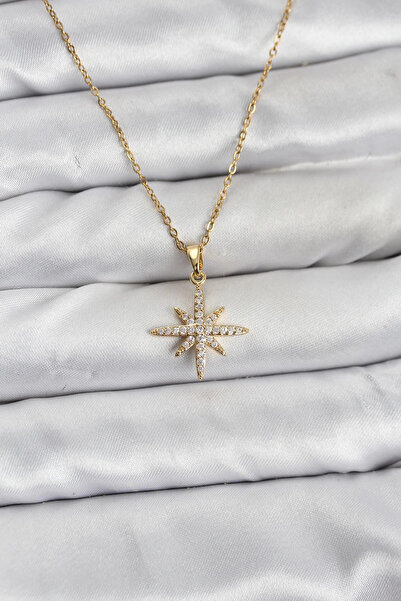 Epilons Bfs 316L Steel Chain Gold Color Polar Star Model Zircon Stone Women's...