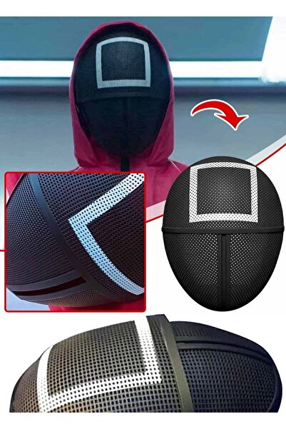 Munico Kare Tasarımı Ile Siyah Kalamar Oyunu Maskesi Squid Game Maske - Orjin...