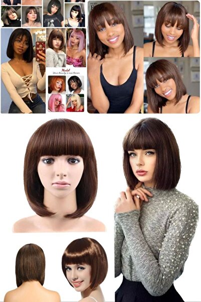 Munico Kahküllü Doğal Görünümlü Küt Peruk Saç Unisex Kolay Kullanım