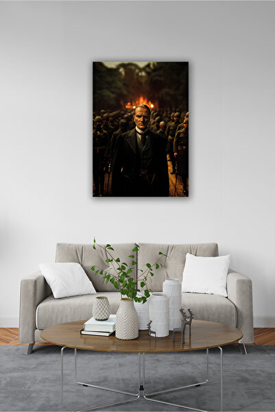 KanvasSepeti Ataturk Great Offensive Wall Painting Oil Painting Textured Canv...