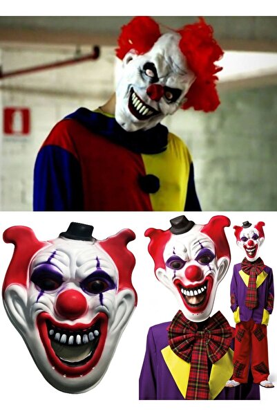 Munico Joker Maskesi Korkunç Palyaço Maskesi Tam Yüz Mega Boy Joker Maske Cad...