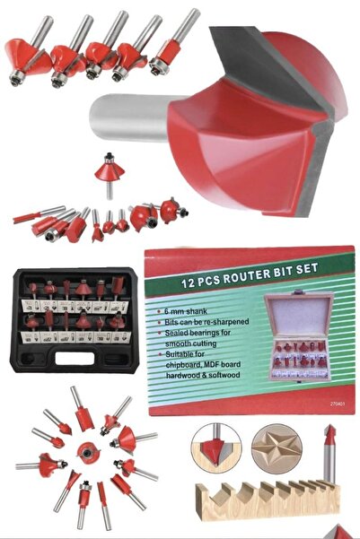Munico Pro Hobi Ahşap 12 Set Gravür Shank Parça Kesme Marangozlar Için Kesici...