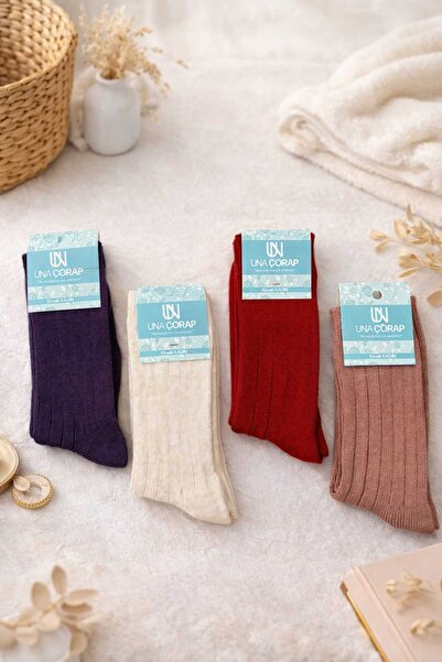 Valmira Kadın Yün Kışlık Dikişsiz Yumuşak Soket Çorap - 3 Çift - Karışık Renk