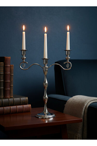 VAZO DEKOR Lüks Metalik Şamdan 3'lü - Ev Hediyesi & Dekoratif Masa Üstü Aydın...