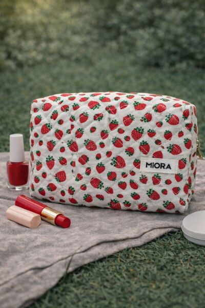 MIORA BAG Küçük Çilek Desenli Makyaj Çantası-Organizer&Düzenleyici