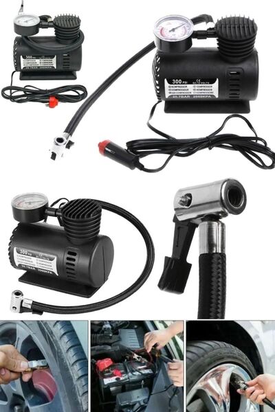 Munico 300 Psı 12v Araba Taşınabilir Mini Hava Kompresörü Elektrikli Lastik Ş...