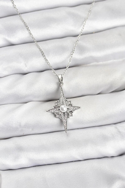 Epilons Bfs 316L Steel Chain Silver Color Pole Star Model Zircon Stone Women'...