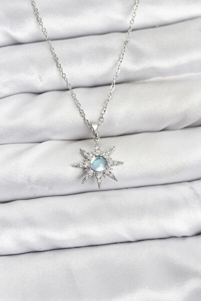 Clariss سلسلة فولاذية 316L فضية اللون على شكل نجمة القطب مرصعة بحجر الزركون ل...