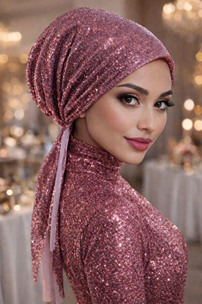 Aişe tesettür Pudra Payet Eşarp Bone