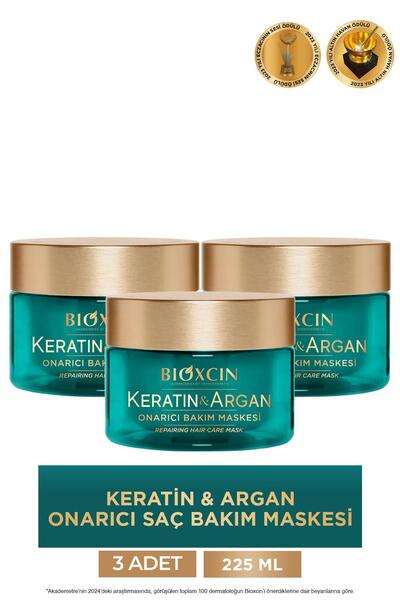 Bioxcin Keratin & Argan Onarıcı Bakım Maskesi 225 ml 3 Adet