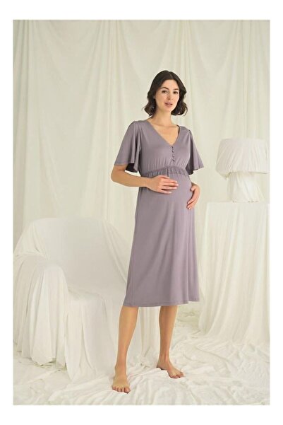 byasafkids قميص نوم للحوامل بأزرار أمامية من الدانتيل