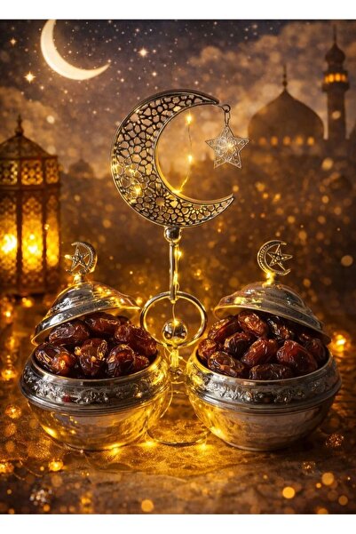 ceneric A set of 2 elegant serving bowls for dates and refreshments, with a d...